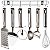 Conjunto Utensílios Cozinha Aço Inox Premium e Suporte Parede 7 Peças - Mimo Style - Imagem 1