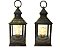 Jogo Lamparina Decor Rústica LED Preto e Ouro Envelhecido 23cm 2 Peças - Master Christmas - Imagem 1