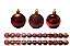 Jogo 24 Bolas Natal Mista Lisa, Gliter e Fosca Vinho 5cm - Master Christmas - Imagem 1