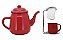 Kit Bule Esmaltado Vermelho e Mini Coador Café Aço Cromado com Caneca - Mundial Import - Imagem 1