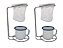 Kit 2 Mini Coador Café Aço Cromado Com Caneca Esmaltada Branca 90ml - Imagem 1