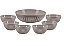 Jogo Tigelas Sobremesa Melamina Plisse Cinza 7 Peças - Yazi - Imagem 1