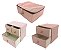 Kit Caixa Organizadora e Gaveteiro Linho Rosê Com Puxador Madeira 3 Peças - Imagem 1