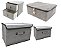 Kit Caixa Organizadora e Gaveteiro Linho Cinza Com Puxador Madeira 4 Peças - Imagem 1