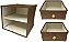 Caixa Organizadora Gaveteiro 2 Gavetas Linho Marrom Com Puxador Madeira 20x22cm - Yazi - Imagem 2