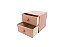 Caixa Organizadora Gaveteiro 2 Gavetas Linho Rosê Com Puxador Madeira 20x22cm - Yazi - Imagem 1