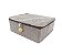Caixa Organizadora Linho Cinza Com Zíper e Puxador Madeira 25x34cm Média - Yazi - Imagem 1