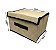 Caixa Organizadora Tecido Multiuso Monta Fácil Grande 38x25cm Bege - Yazi - Imagem 2