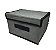 Caixa Organizadora Tecido Multiuso Monta Fácil Grande 38x25cm Cinza - Yazi - Imagem 1