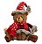 Papai Urso Natal Pelúcia Sentado 23cm Cachecol Tricô e Casaco Xadrez - Magizi - Imagem 1