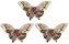 Kit Borboleta Decor Luxo Plumas e Pedras Brilho Bronze 3 Pç - Imagem 1