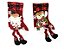 Kit Bota Natal Papai Noel e Boneco de Neve 3D  Xadrez 35cm - Imagem 1
