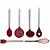 Jogo de Utensílios Silicone 6 Peças Inox Premium - Yazi - Vinho - 26 a 34cm - Imagem 1