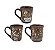 Jogo 3 Mini Canecas Decor Café Porcelana Premium 150ml - Imagem 1