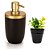 Porta Sabonete Líquido Plástico Black e Dourado e Mini Vaso Cerâmica Suculenta - Imagem 1