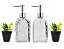 Kit Banheiro Porta Sabonete Líquido Vidro Clear e Mini Vaso Suculenta Black 4 Peças - Imagem 1