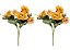Jogo Buquê Mini Rosas Pêssego 5 Flores Folhagens Realistas 2 Unidades 30cm - Imagem 1