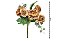 Buquê Peônia e Rosas Pêssego Fosco 5 Flores Folhagens Realistas 40cm - Imagem 3
