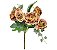 Buquê Peônia e Rosas Pêssego Fosco 5 Flores Folhagens Realistas 40cm - Imagem 1