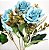 Jogo Buquê Mini Rosas Azul Tiffany 5 Flores Folhagens Realistas 2 Unidades 30cm - Imagem 3