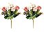 Jogo Buquê Mini Rosas 5 Flores Folhagens Realistas 2 Unidades 30cm - Imagem 1