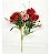 Jogo Buquê Mini Rosas Vermelho e Rosê 5 Flores Folhagens Realistas 2 Unidades 30cm - Imagem 3