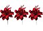 Jogo Flor Lírio Natalino Glitter Vermelho 24cm 3 Unidades - Yangzi - Imagem 1