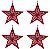 Kit 4 Estrelas Filigrana Natal Glitter Vermelho Pendente 20cm - Yangzi - Imagem 1