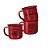 Kit Bule e 6 Canecas Esmaltadas Vermelho Ágata Decorado Natal - Magizi - Imagem 3