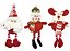 Kit Papai Noel, Boneco de Neve e Rena Pelúcia Pendente Natal Perna Miçanga 15cm 3 Peças - Imagem 1