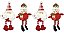 Kit Papai Noel e Boneco de Neve Pelúcia Pendente Natal Perna Miçanga 15cm 4 Peças - Imagem 1