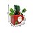 Jogo 3 Mini Vasos Cerâmica Natal Papai Noel e Boneco de Neve Planta Artificial 12cm - Imagem 7