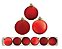 Kit 6 Bolas Natal Mista Glitter, Fosca, Lisa Vermelha 7cm - Imagem 1