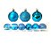 Kit 6 Bolas Natal Mista Glitter, Fosca,  Azul Turquesa 7cm - Imagem 1
