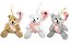 Jogo Mini Urso Pelúcia Natalina Pendente  Cachecol e Gorrinho Rosa 12cm Marrom, Cinza e Branco 3 Unidades - Imagem 1