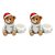Kit Porta Vela Urso Cerâmica Natal 10cm 2 Unidades Com Vela Inclusa - Magizi - Imagem 1