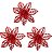 Kit 3 Flores Pick Natal Bico de Papagaio Glitter Vermelho Vazado 15cm - Magizi - Imagem 1