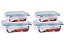 Jogo 4 Potes Vidro Retangular Tampa Hermética com Travas 370ml e 640ml - Quality House - Imagem 1