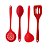 Jogo Utensílios Cozinha Colher, Espátula, Concha e Escumadeira Silicone Vermelho - Quality House - Imagem 1