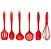 Jogo Utensílios de Cozinha Colheres Silicone Vermelho 6 Peças e Suporte de Parede - Quality House - Imagem 2
