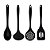 Jogo Utensílios de Cozinha Colher, Concha, Escumadeira e Espátula Silicone Preto - Quality House - Imagem 1