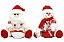 Jogo Papai Noel e Boneco de Neve Pelúcia Sentado Vermelho e Branco 20cm - Magizi - Imagem 1