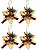 Kit 4 Flores Bico de Papagaio Pendente Tecido Decorado Bege Rena e Pinhas 14cm - Master Christmas - Imagem 1