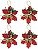 Kit 4 Flores Bico de Papagaio Pendente Tecido Decorado Vinho Rena e Pinhas 14cm - Master Christmas - Imagem 1