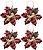 Kit 4 Flores Bico de Papagaio Pendente Tecido Decorado Xadrez Rena e Pinhas 14cm - Master Christmas - Imagem 1