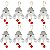 Kit 8 Pelúcias Pendente Guizo Papai Noel Cinza Prime 17cm - Master Christmas - Imagem 1