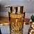 Porta Sabonete Líquido Vidro Relevo Âmbar e Dourado Luxo 260ml - Tuut - Imagem 2