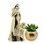 Kit Estatueta Decorativa Mãe e Filha e Vaso Suculenta Porcelana Dourado 17cm - Lívon - Imagem 1