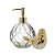 Kit Banheiro Porta Sabonete Líquido Vidro Vitral e Pássaro Porcelana Dourado - Yangzi - Imagem 10