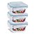 Kit 3 Potes Vidro Hermético Trava Mais Quadrado 520ml - Quality House - Imagem 1